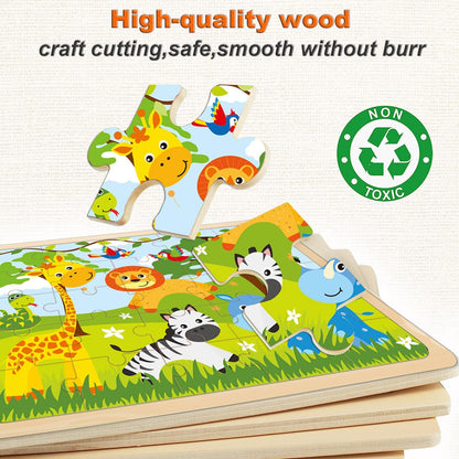 Puzzles for Kids Ages 4-6, Set of 4 Packs with 24-Piece,Preschool Educational Brain Teaser Toys for
