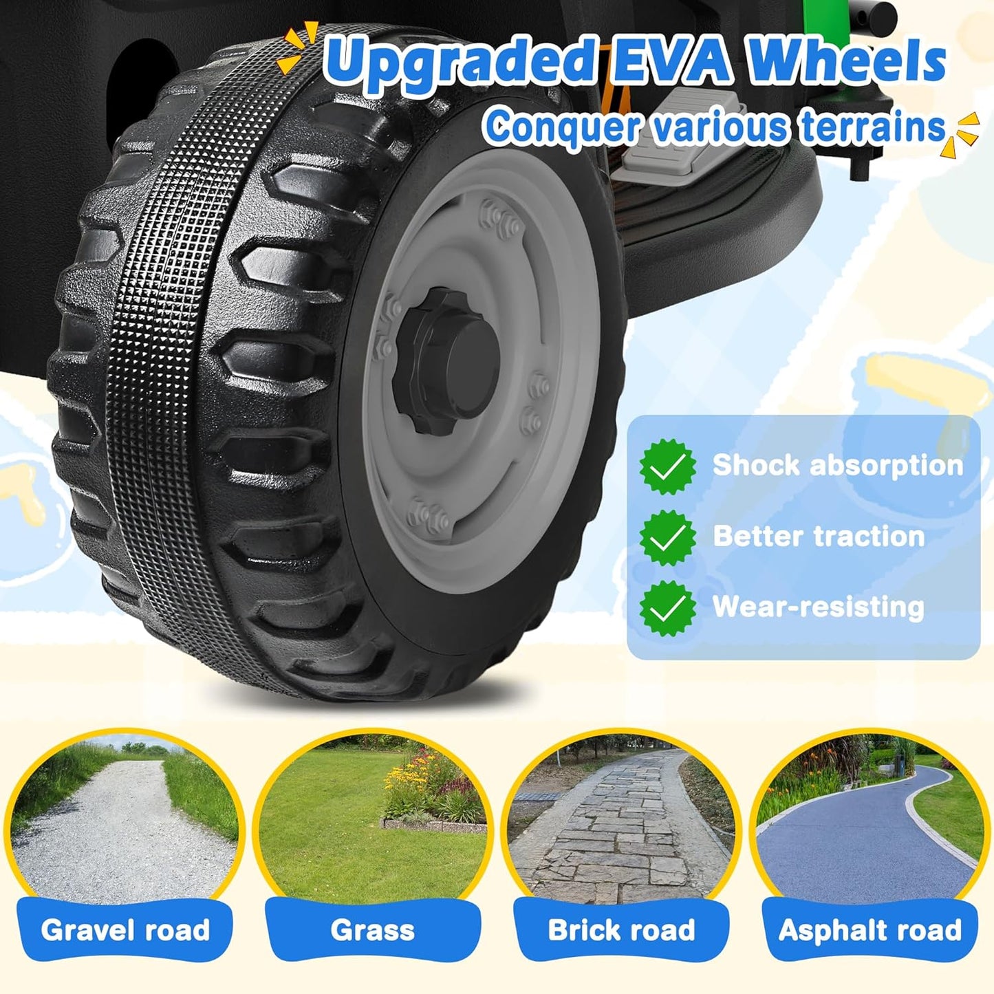 24V Ride On Tractor w/Tiltable & Detachable Trailer, 2x65W Motors, EVA Tires, Remote Control