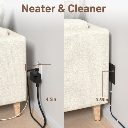 8FT Flat Plug Extension Cord with Cord Concealer Kit,3 Outlet Power Strip,Wall Extension Cord with