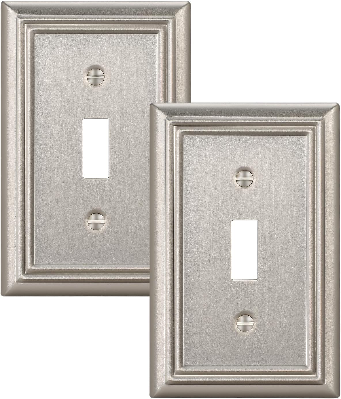 DEWENWILS Single Toggle Wall Plates, Brushed Nickel Metal Light Switch Cover Plates, 4.92" x 3.14"
