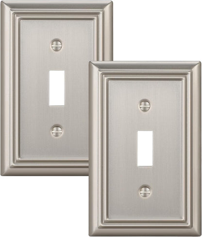 DEWENWILS Single Toggle Wall Plates, Brushed Nickel Metal Light Switch Cover Plates, 4.92" x 3.14"