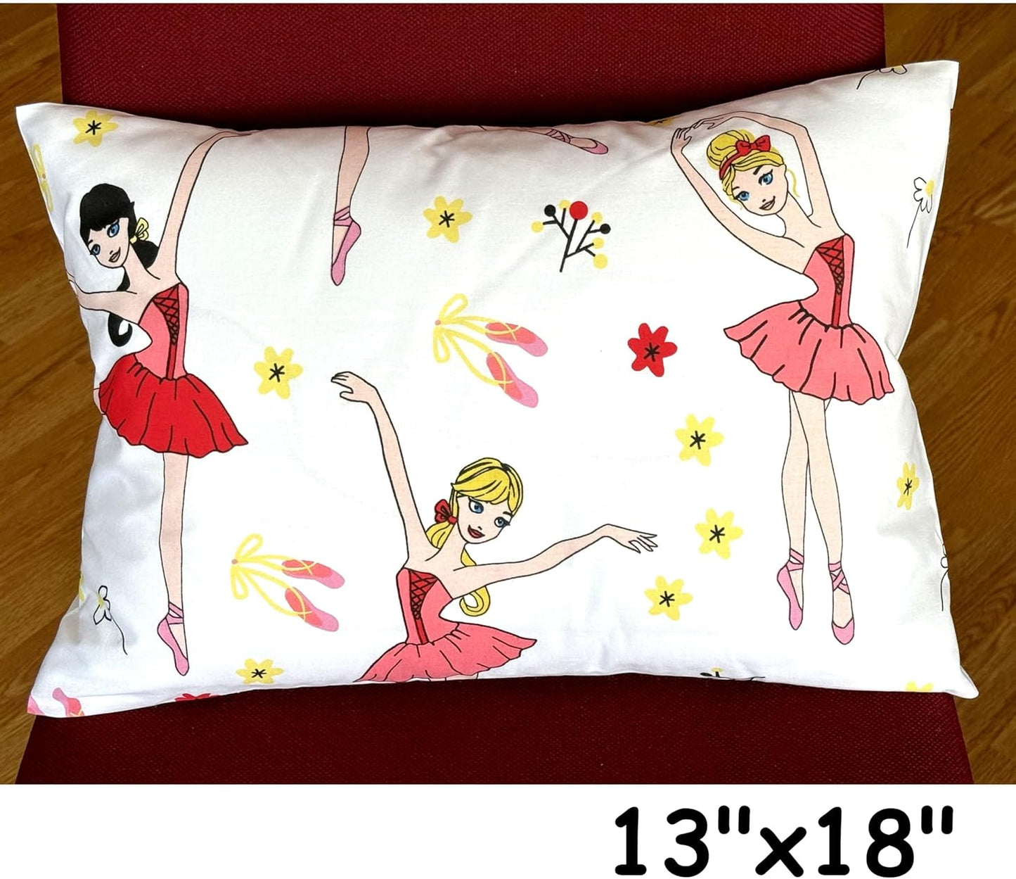 13x18 Toddler Pillowcase - Ballerina Toddler Pillow Case Cotton, Toddler Pillowcase for Girls