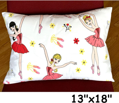 13x18 Toddler Pillowcase - Ballerina Toddler Pillow Case Cotton, Toddler Pillowcase for Girls
