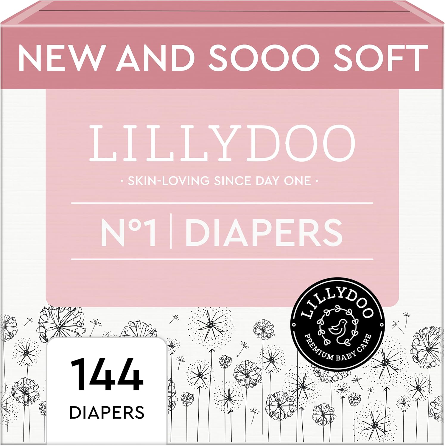 Baby Diapers - Size 1 (4-11 lbs), Monthly Supply (144 Count), Leak Protection, Skin-Friendly