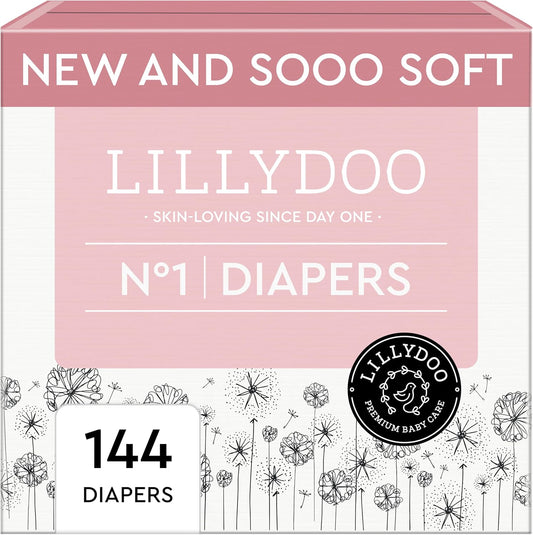 Baby Diapers - Size 1 (4-11 lbs), Monthly Supply (144 Count), Leak Protection, Skin-Friendly