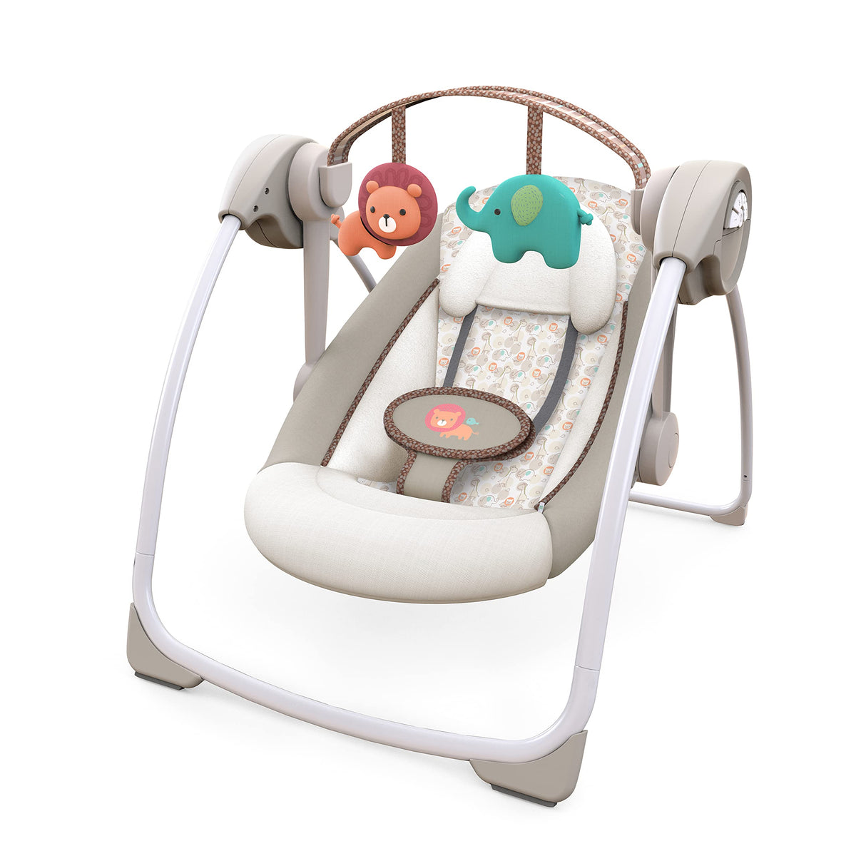 Ingenuity Soothe 'n Delight Compact Portable 6-Speed Plush Baby Swing with Music, Folds Easy, 0-9