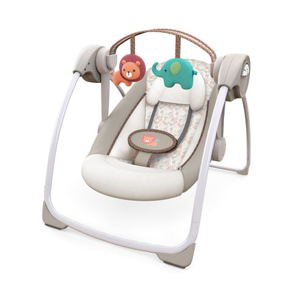 Ingenuity Soothe 'n Delight Compact Portable 6-Speed Plush Baby Swing with Music, Folds Easy, 0-9