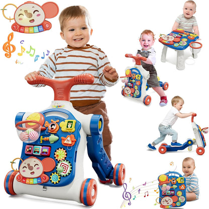 QDRAGON 5 in 1 Push Walkers for Baby Boys, Toddler Learning to Walk, Sit to Stand Walker, Early