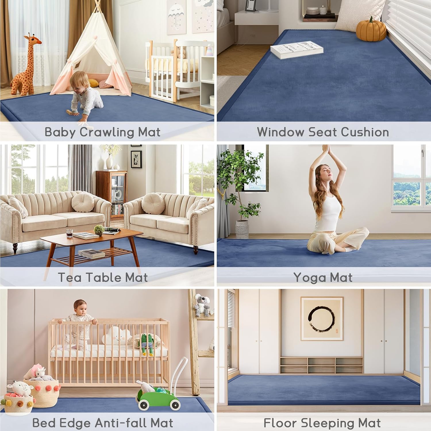 Baby Play Mat for Floor Tummy Time Nursery Rug Muscle Area Rug Playroom Rug Tatami 50 * 50" Memory
