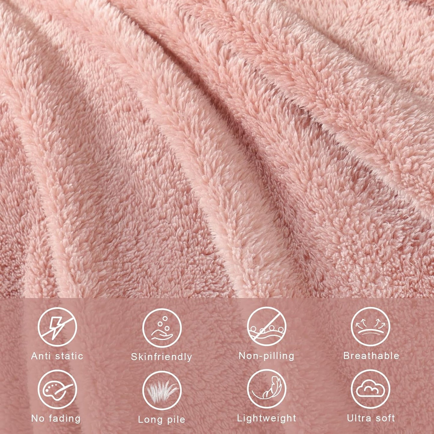 Exclusivo Mezcla Soft Fleece Throw Blanket for Couch, Super Soft Velvet Plush Bed Blanket, Fuzzy