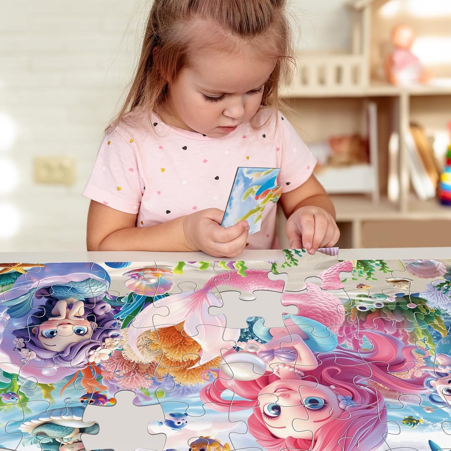 Jumbo Floor Puzzle for Toddlers & Kids Ages 3-5, 48-Piece Mermaid and Underwater Large Jigsaw