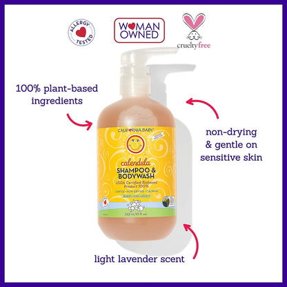 California Baby Calendula Baby Shampoo and Conditioner Set | 100% Plant-Based | 19oz Soothing