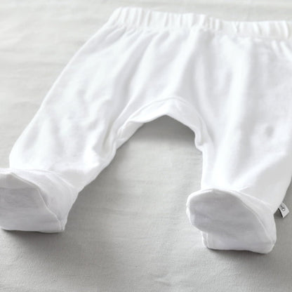 HonestBaby 3-pack Footed Pants Roomy Fit Pull on Bottoms 100% Organic Cotton for Infant Baby Boys