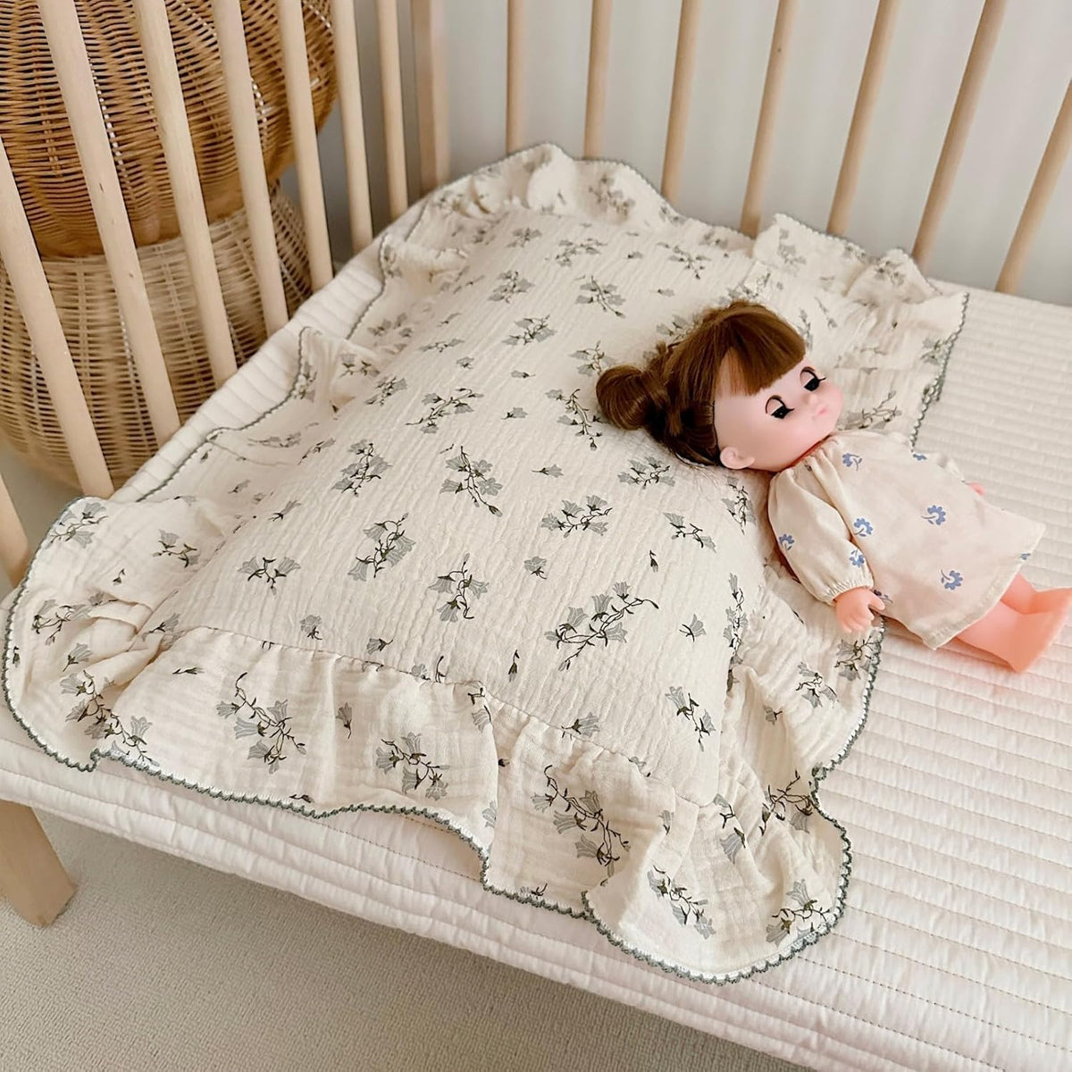 BuLuTu Cotton Muslin Pillowcase for Toddler Girls Boys Chic Shabby Floral Kids Pillow Case