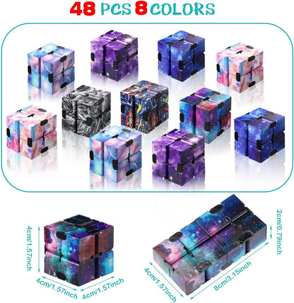 48 Pcs Cube Sensory Toy Handheld Infinite Cube Flipping Hand Cube Desk Gift Portable Blocks for