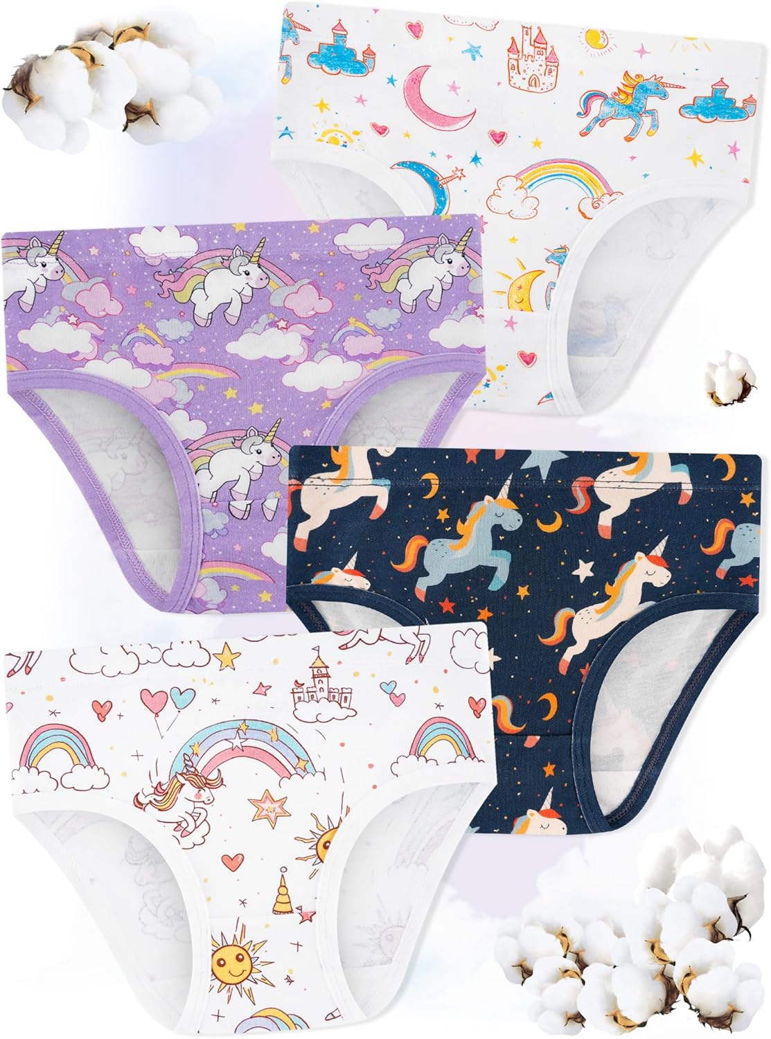 Girls' Underwear,Soft Cotton Tagless Panties for Toddlers' & Little Kids' Comfort,Breathable