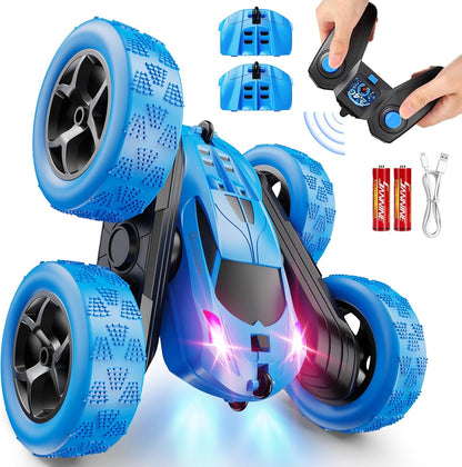 Remote Control Car, RC Cars Toys for Kids Ages 6-12, 4WD Stunt Car with LED Lights & 360° Flips