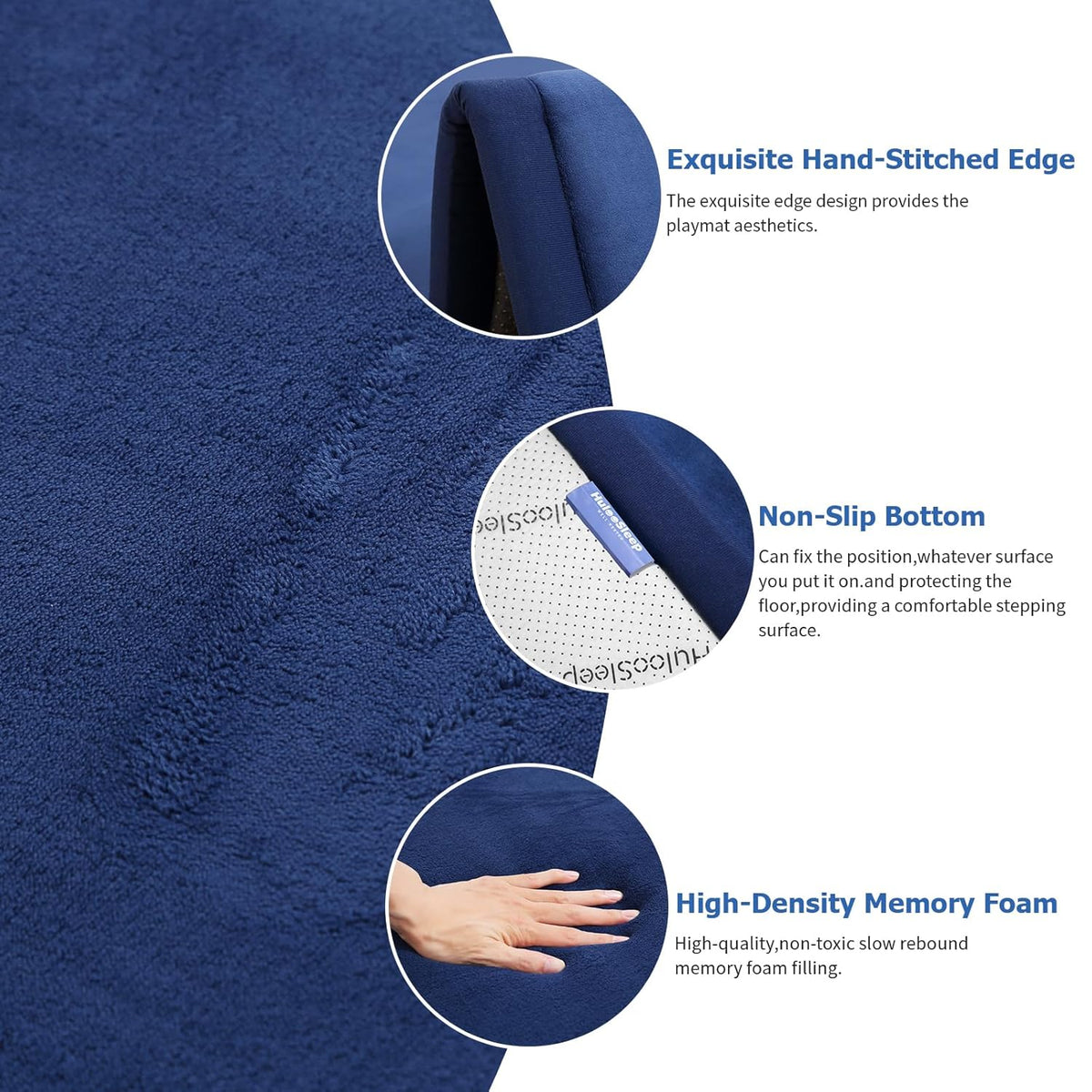 Baby Play Mat for Floor,1.3" Thick Memory foam Tummy Time Mat,Soft Coral Velvet Nursery Rug,Extra