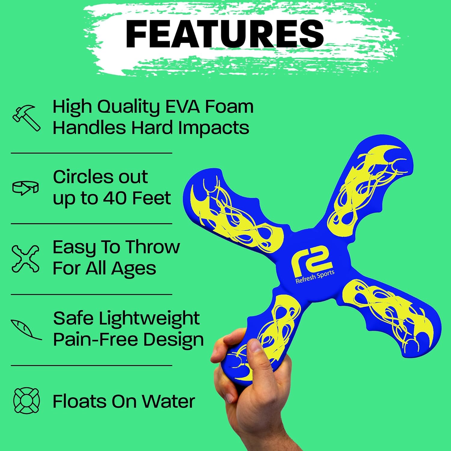 Fun Boomerang - Kids Outdoor Flying Disc Game - Soft & Easy to Use - Birthday Gifts for Boys &