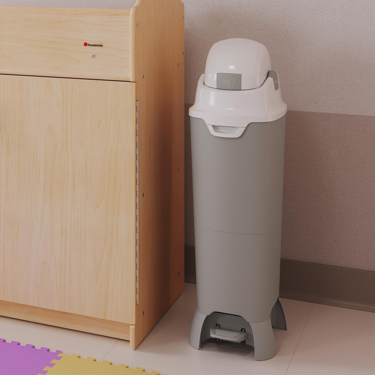Foundations Hands Free Tall Diaper Pail with Airtight Lid - Durable & Odorless Diaper Disposal