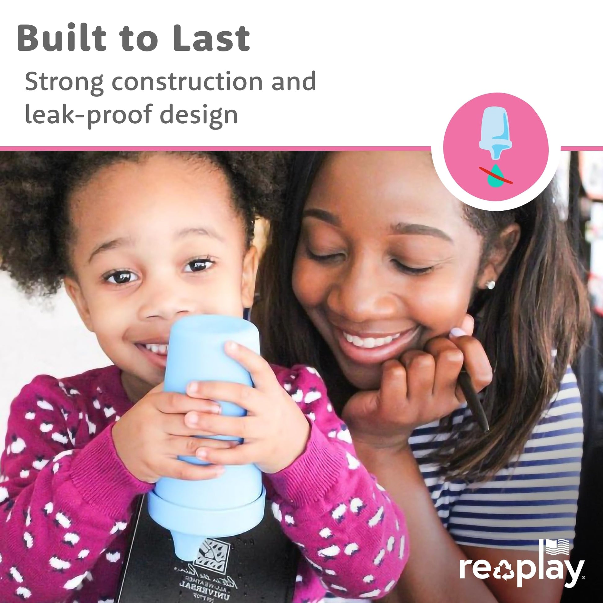 Re-Play Spill-Proof Sippy Cups for Toddlers - Kids Reusable 10 Oz Set of 3, Dishwasher & Microwave