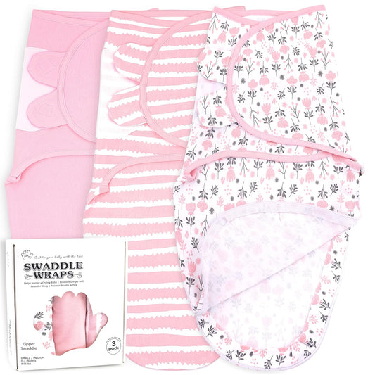 Bublo Baby Organic Swaddles for Newborns – Zipper Swaddles 0-3 Months, 3-Pack – Infant Sleep Sack