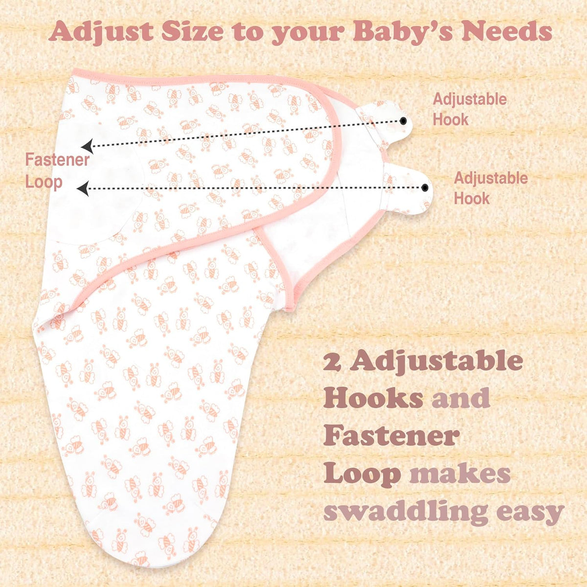 Bublo Baby Swaddles for Newborns – 3-Pack Infant Swaddles 0-3 Months – Adjustable Newborn Swaddle
