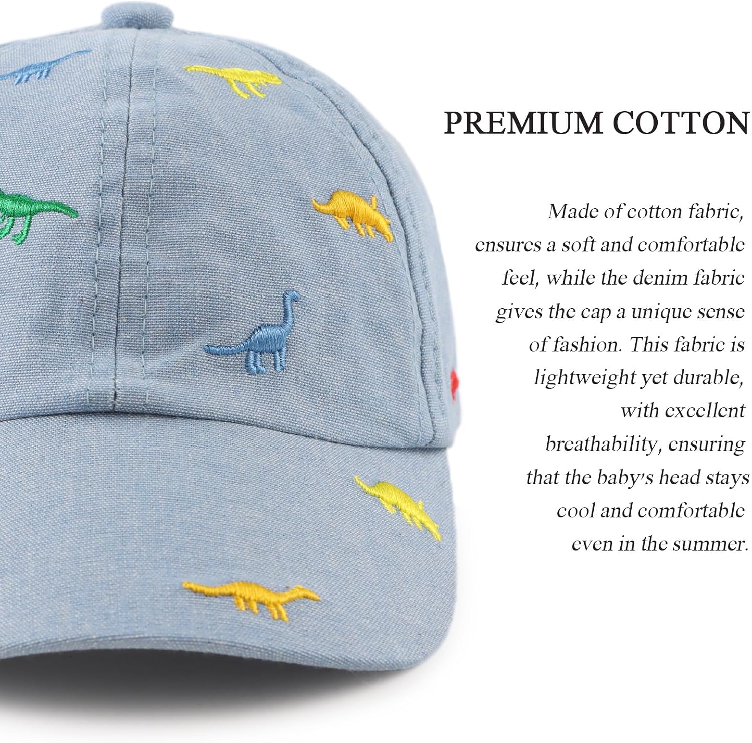 JANGANNSA Dinosaur Boys Girls Caps Embroidery Baby Baseball Caps Cotton Infant Toddler Kids Hat