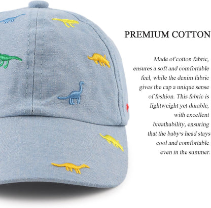 JANGANNSA Dinosaur Boys Girls Caps Embroidery Baby Baseball Caps Cotton Infant Toddler Kids Hat