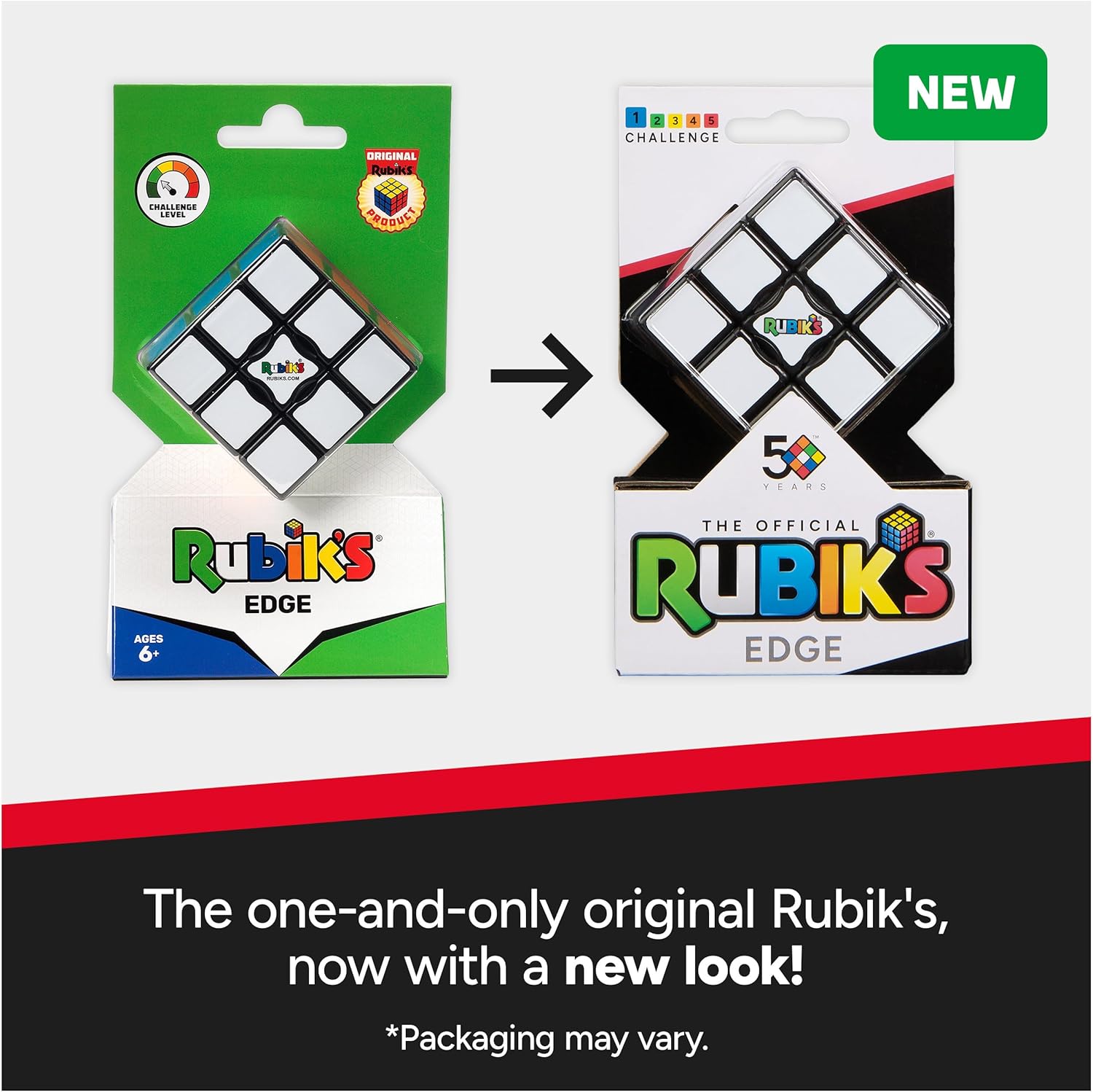 Rubik’s Edge, 3x3x1 Rubik’s Cube for Beginners Single Layer Puzzle Retro Educational Brain Teaser