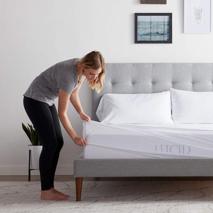 LUCID Premium Rayon from Bamboo Jersey Mattress Protector | Full Size Waterproof Mattress Protector