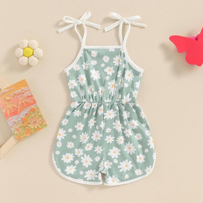WZTYYDS Toddler Baby Girl Summer Clothes Floral Romper Tie-Up Strap Halter Jumpsuit Infant Summer