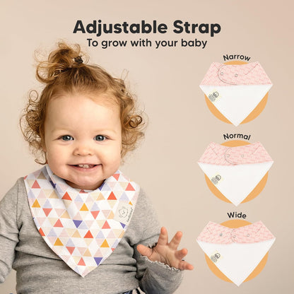 10-Pack Organic Baby Bandana Bibs for Girls - Super Absorbent Triangle Baby Bibs for Drooling and