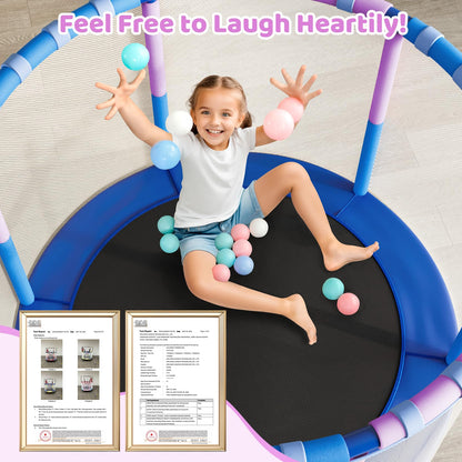 Yohood 55" Trampoline for Kids with Enclosure, 6-in-1 Toddler Trampoline Indoor Outdoor, ASTM