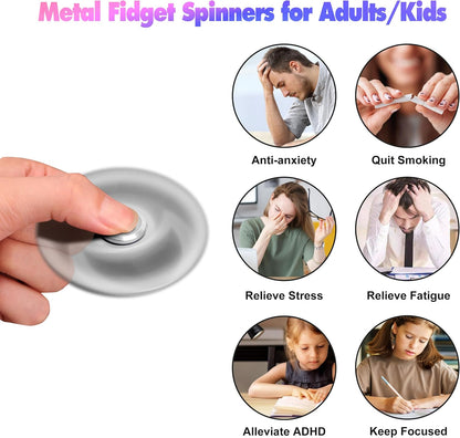 Fidget Spinners Toy, 3-8 Min Spins Time Stainless Steel Bearing Metal Fidget Spinner, EDC ADHD
