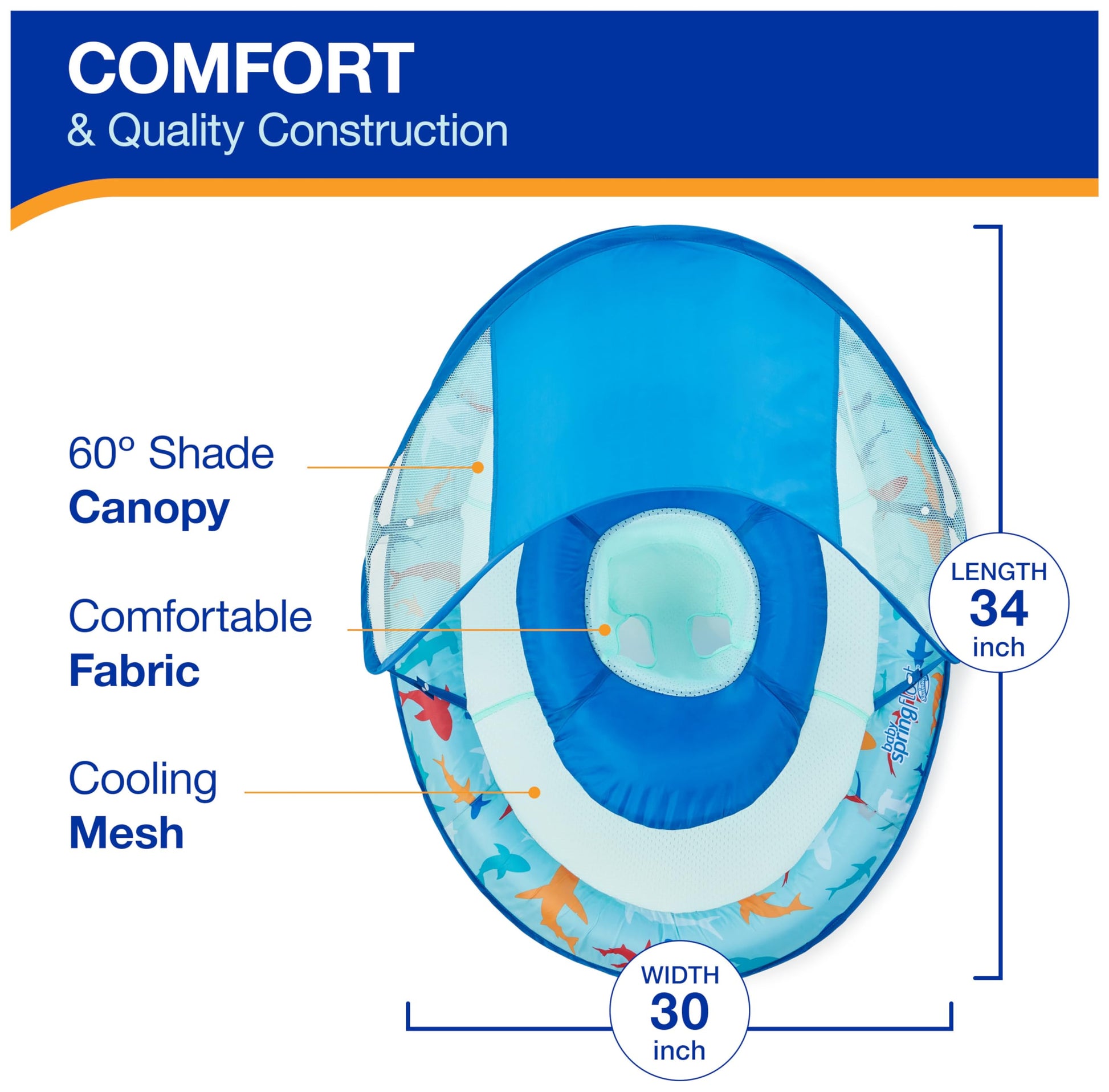SwimWays Baby Spring Float Pool Float with Canopy for Kids 9-24 Months