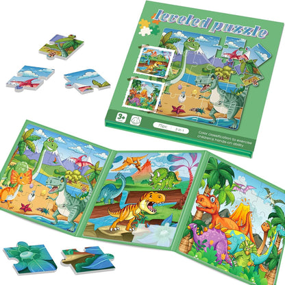 Magnetic Puzzles for Toddlers 3-5 , 75-Pieces Travel Toys , Dinosaur Puzzles Ages 4-6, Educational