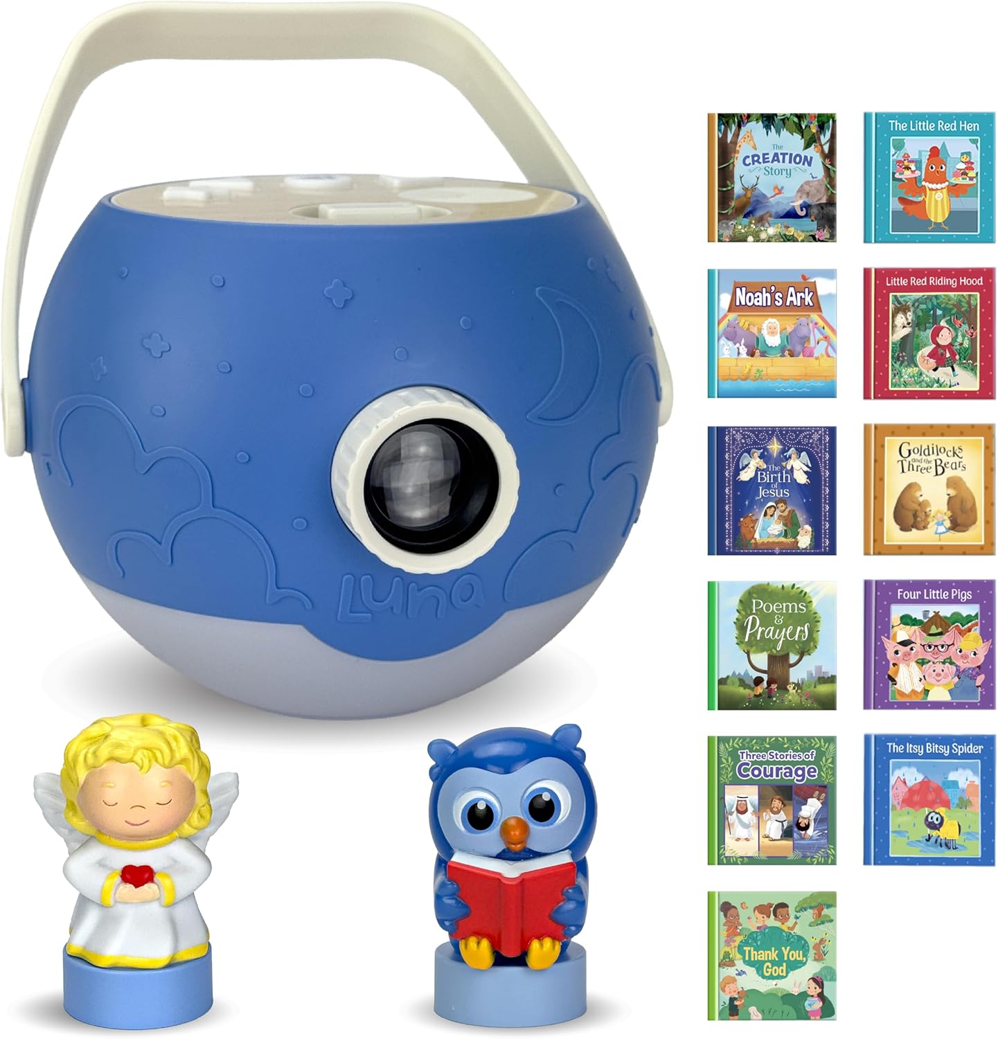 Kids Book Projector – 6 Bible & 5 Classic Read-Aloud Stories, 10 Songs & Night Light & Soothing
