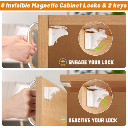 Baby Proofing Kit 44 Pack– Child Proof Essentials Set with Magnetic Cabinet Locks, Corner