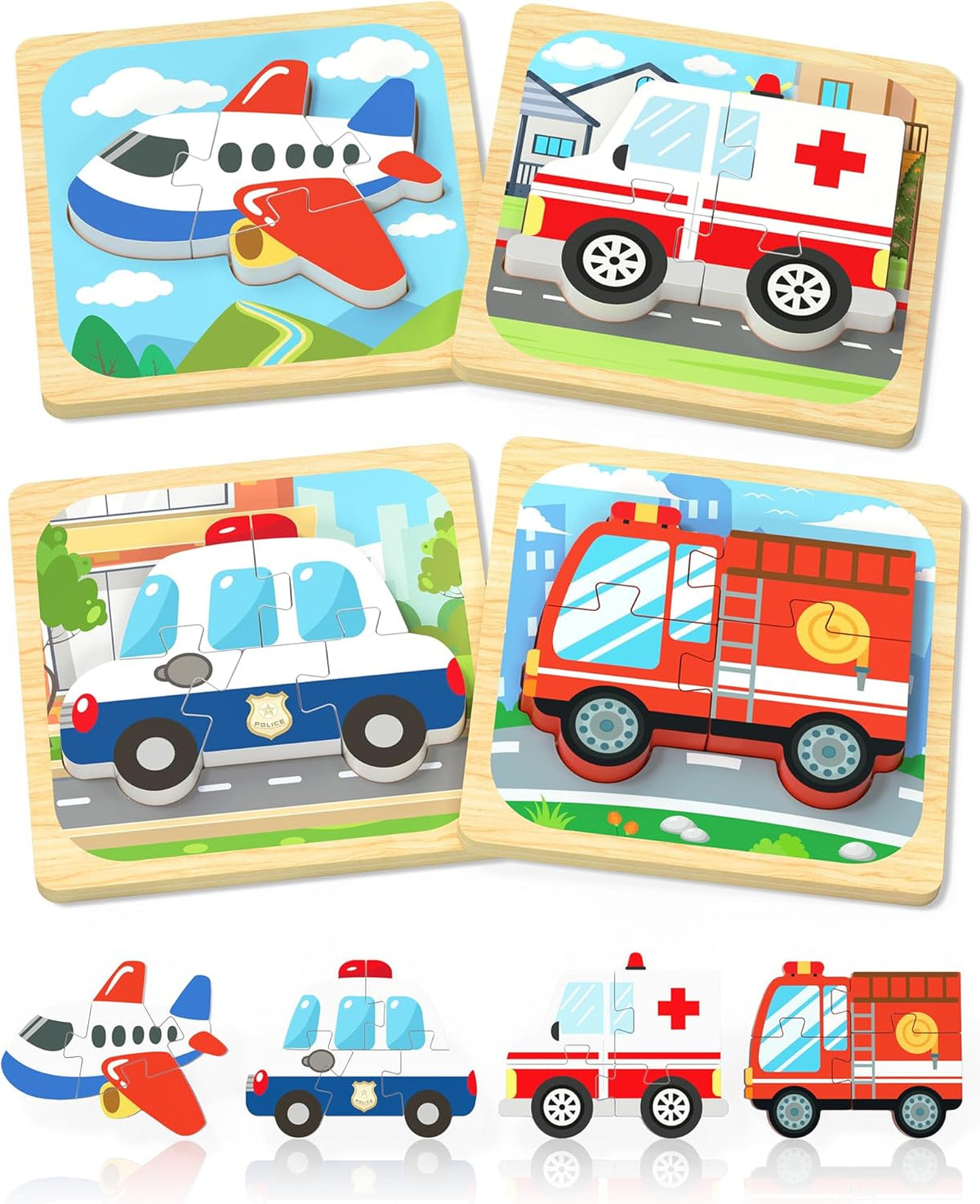 Benresive Wooden Toddler Puzzles, Montessori Toys for 1 2 3 Year Old Boys, Toys for 1 2 3 Year Old