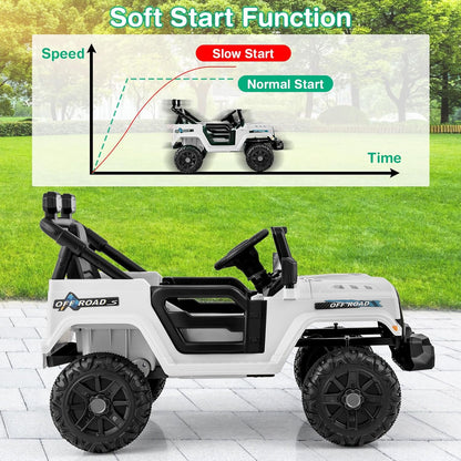 Costzon 12V Kids Ride on Truck Car, Electric Vehicle w/Remote Control, Threaded Wheels, 3 Speeds