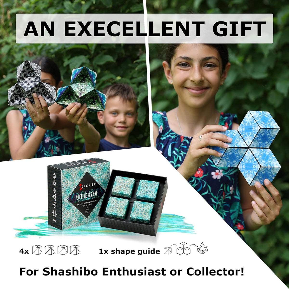 SHASHIBO Shape Shifting Box - Award-Winning, Patented Fidget Cube w/ 36 Rare Earth Magnets