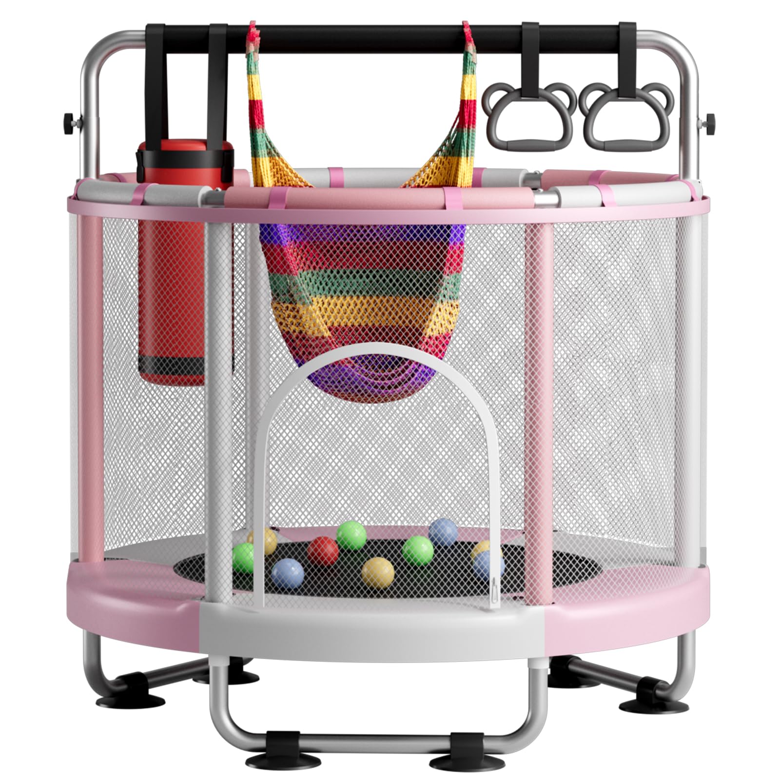 ZCMHAXJ 55" Trampoline for Kids with Enclosure, 440lbs Capacity Indoor & Outdoor Toddler Trampoline