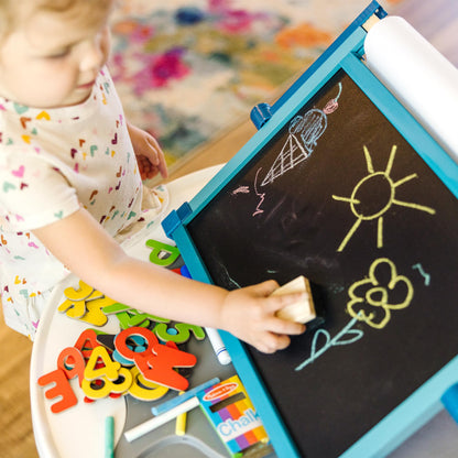 Melissa & Doug Magnetic Tabletop Easel, Deluxe Double-Sided Wooden Art Set with Chalkboard
