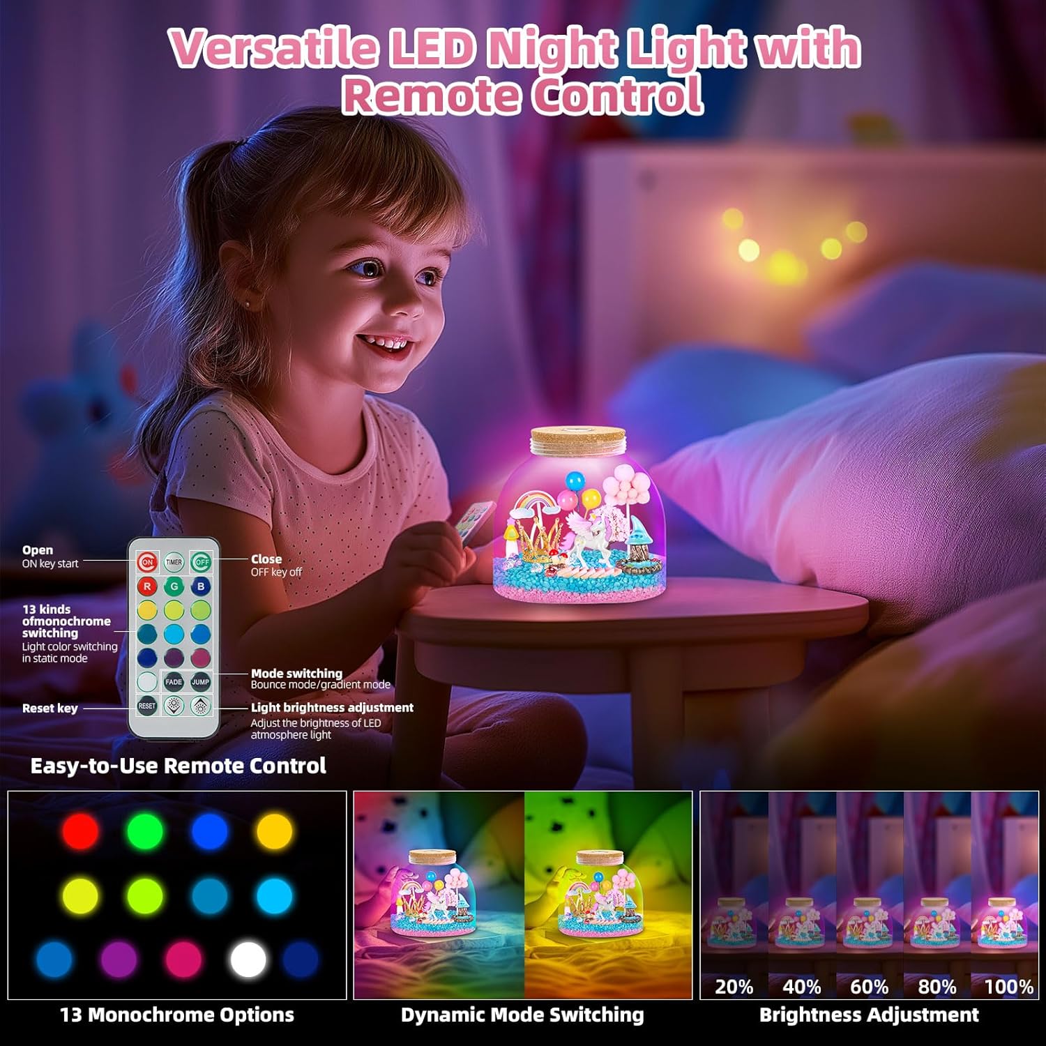 Unicorn Light Up Terrarium for Girls – DIY Garden Craft with LED | STEM Kit, Arts & Crafts Gift for