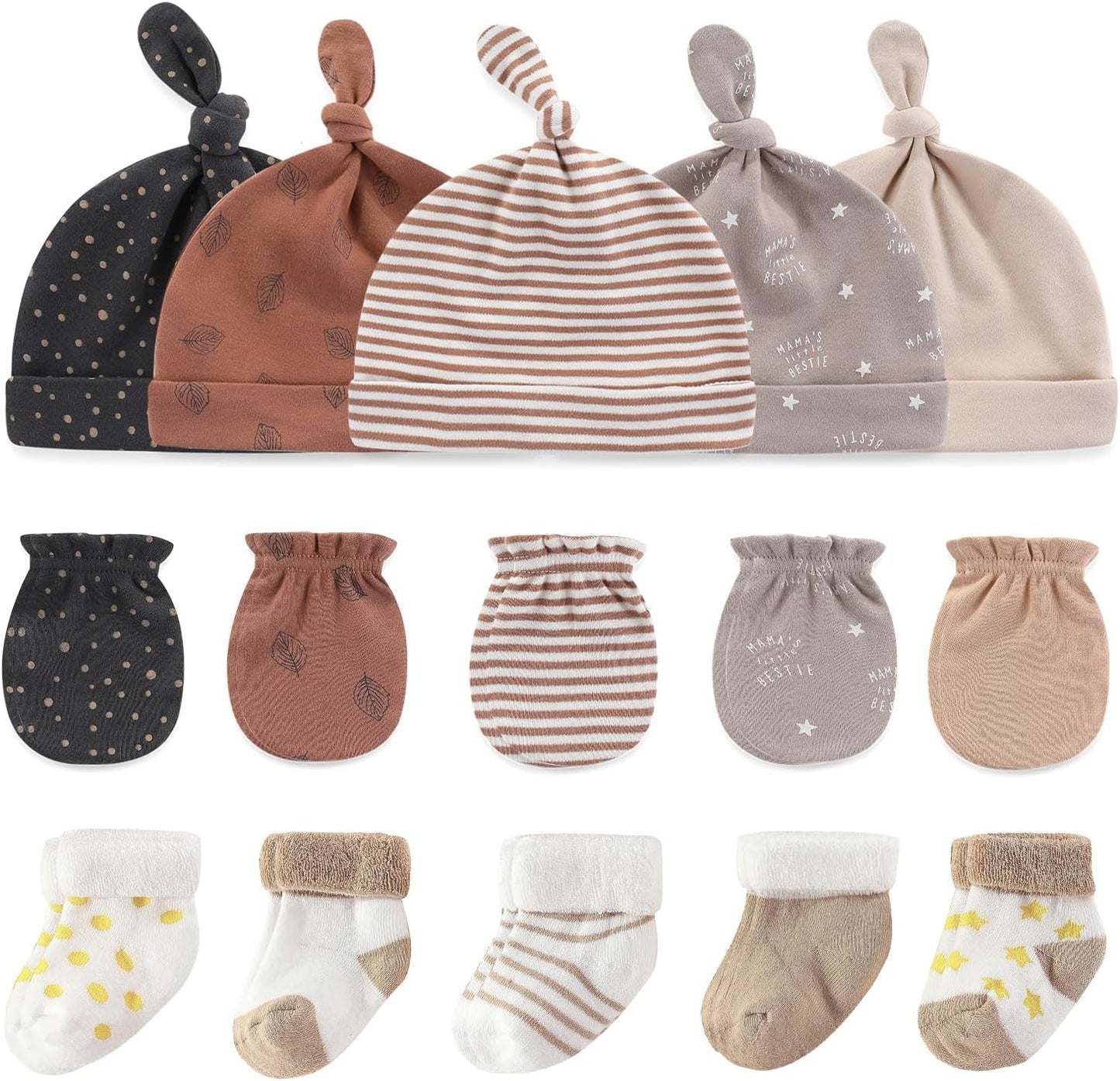 Baby Hats Mittens and Socks Set Cotton Newborn Hat Beanie Soft Infant Girls Boys Caps Gloves 0-6