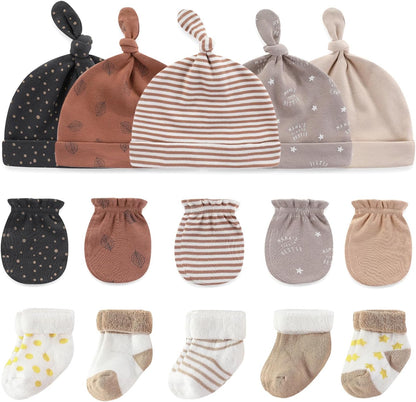 Baby Hats Mittens and Socks Set Cotton Newborn Hat Beanie Soft Infant Girls Boys Caps Gloves 0-6