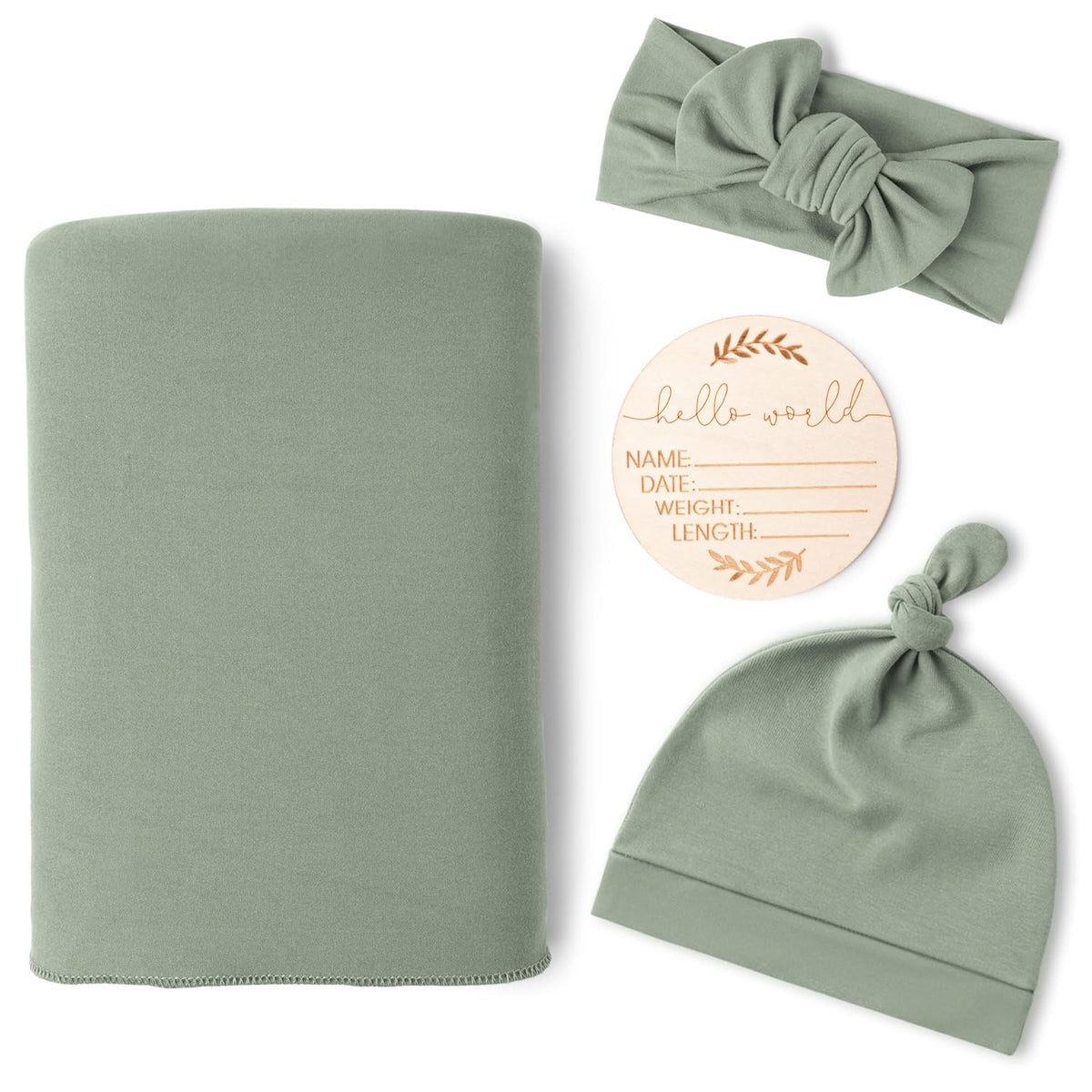 Konssy Baby Girl Newborn Receiving Blanket with Matching Headband and Beanie Set Baby Swaddle