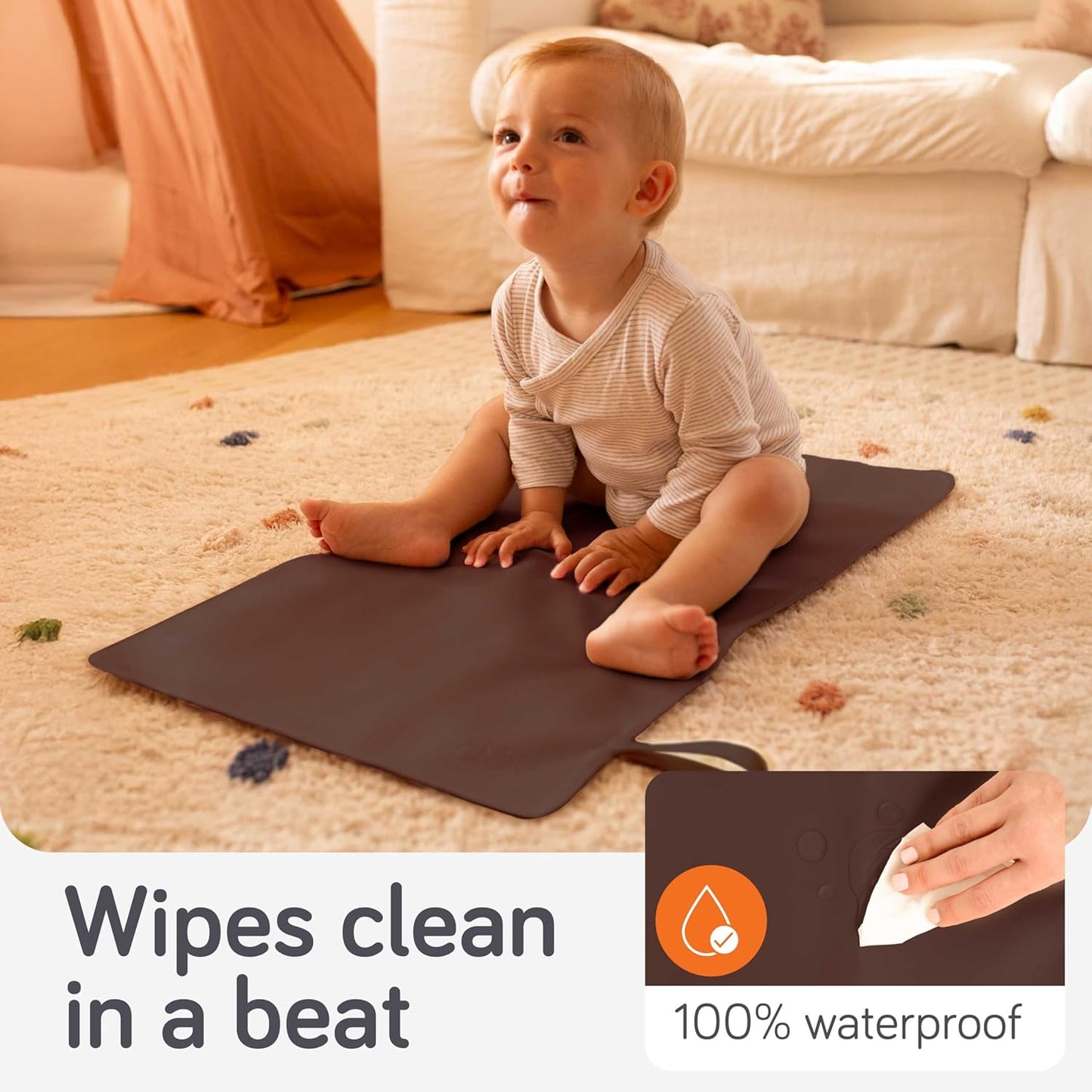 Baby Uma Vegan Leather Baby Changing Mat - Waterproof & Wipeable Changing Pad, XL for Growing