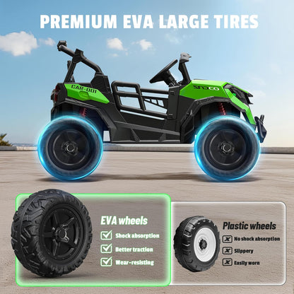 24V 2 Seater Ride on Car Truck, 4x200W, EVA Tires, Remote Control, 4WD/2WD, Rainbow Lights, Shock